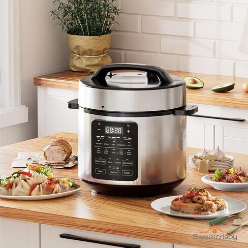 Sweetcrispy 6 QT علبة الضغط الكهربائية 12 في 1 متعددة الطباخ المعلبات الكهربائية لتعليب الضغط جهاز طهي الأرز وعاء الضغط الرقمي الفولاذ المقاوم للصدأ in Saudi Arabia