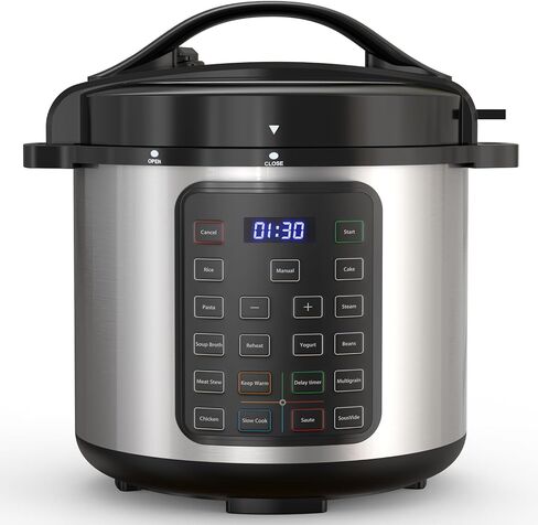 Sweetcrispy 6 QT علبة الضغط الكهربائية 12 في 1 متعددة الطباخ المعلبات الكهربائية لتعليب الضغط جهاز طهي الأرز وعاء الضغط الرقمي الفولاذ المقاوم للصدأ in Saudi Arabia