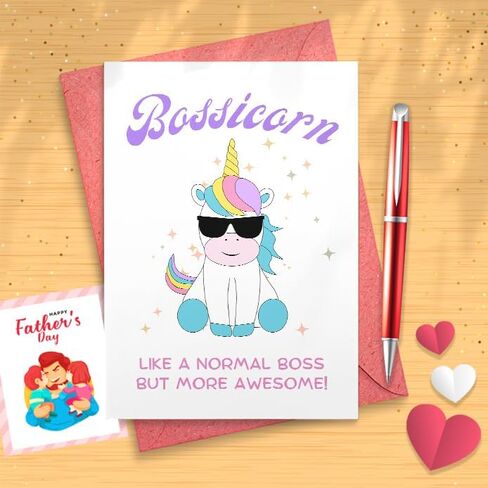 Funny Dabbing Unicorn Card For Boss's | Bossicorn Like A Normal Boss But ... | Boss's Day Card | Retirement Card | Rainbow Unicorn [01841] in Saudi Arabia