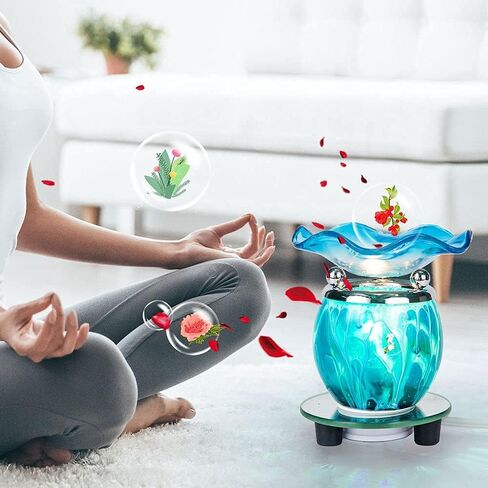 HUNANBANG 3 في 1 سخان الزيت الكهربائي الشمع المعطر مع مؤقت إيقاف تلقائي، شمعة الشمع تذوب أكثر دفئًا، مذيب الشمع، موقد الشمع العطري (مؤقت أزرق) in Kuwait