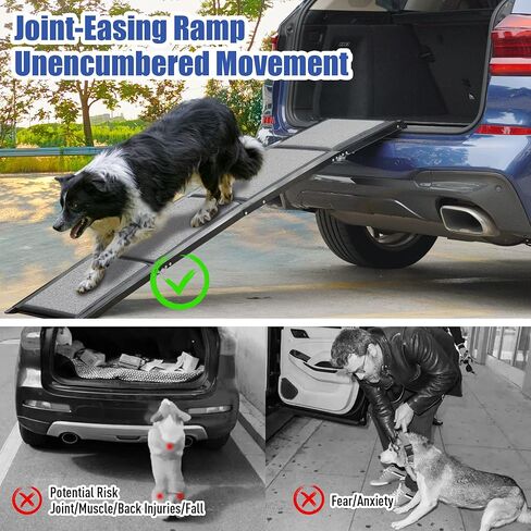 منحدر للكلاب من BACOENG للسيارة، بطول 63 بوصة و17 بوصة واسع وقابل للطي، منحدر للكلاب الكبيرة مع سطح سجادة غير قابل للانزلاق، منحدر سيارة محمول للكلاب في الهواء الطلق للسيارات والشاحنات ذات الدفع الرباعي، يصل وزنها إلى 250 رطلًا in Kuwait