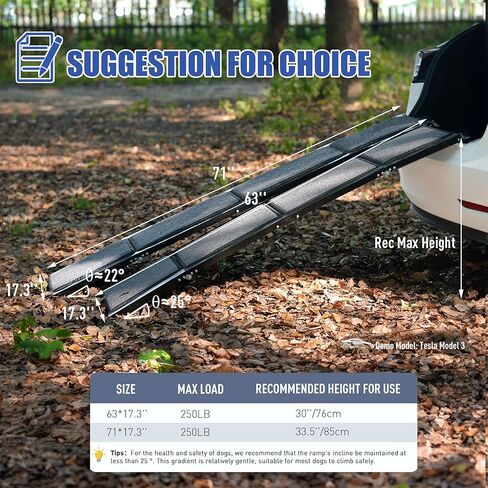 منحدر للكلاب من BACOENG للسيارة، بطول 63 بوصة و17 بوصة واسع وقابل للطي، منحدر للكلاب الكبيرة مع سطح سجادة غير قابل للانزلاق، منحدر سيارة محمول للكلاب في الهواء الطلق للسيارات والشاحنات ذات الدفع الرباعي، يصل وزنها إلى 250 رطلًا in Kuwait