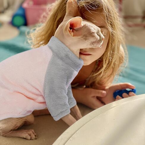 PUMYPOREITY Kitten Sweater, Fleece Cat Shirt, Turtleneck Cat Clothes, Winter Warm Cat Outfit, Thick Cat Sweaters for Cats Only, Blue, S in Kuwait