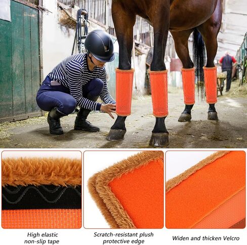 Fly Boots for Horses. Horse Fly Boots Set of 4. Adjustable Horse Fly Boots Stops Stomping Fly Leg Wraps for Horses, Horse Fly Boots Protectors Breathable Hoof Boots for Horses Fly Boots (Orange) in Saudi Arabia