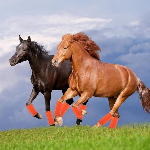 Fly Boots for Horses. Horse Fly Boots Set of 4. Adjustable Horse Fly Boots Stops Stomping Fly Leg Wraps for Horses, Horse Fly Boots Protectors Breathable Hoof Boots for Horses Fly Boots (Orange) in Saudi Arabia