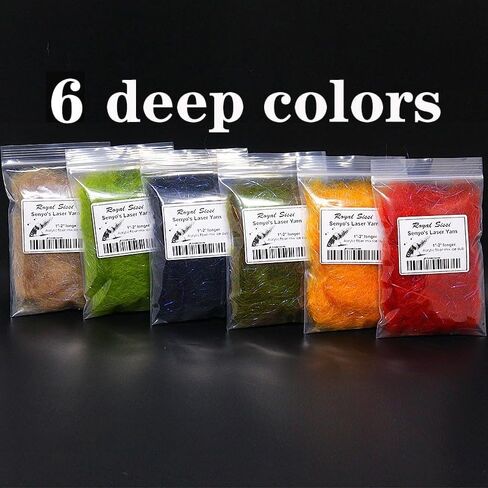 Fly Tying Laser Yarn 6 Bright/Deep Fly Tying Dubbing Long Laser Fiber Dub Fly Tying Materials in Saudi Arabia