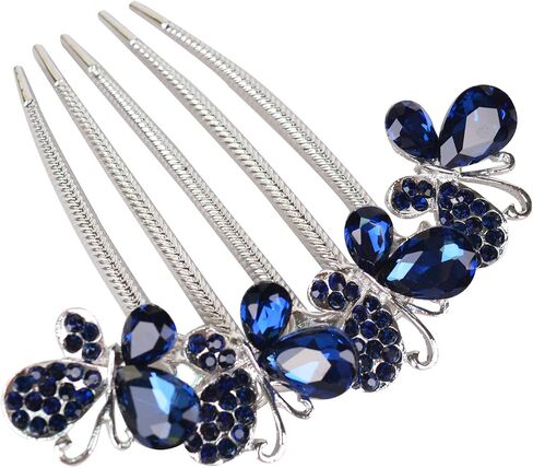 Flower Rhinestones Hair Combs Accessories,Perfect Mother's Day Gifts,Brithday gifts(Style B,Deep Blue) in Saudi Arabia