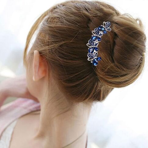 Flower Rhinestones Hair Combs Accessories,Perfect Mother's Day Gifts,Brithday gifts(Style B,Deep Blue) in Saudi Arabia