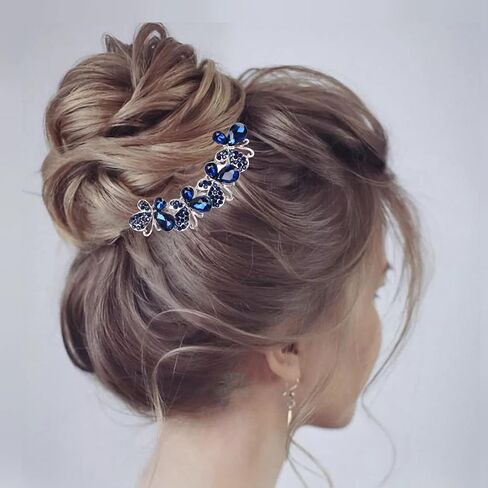 Flower Rhinestones Hair Combs Accessories,Perfect Mother's Day Gifts,Brithday gifts(Style B,Deep Blue) in Saudi Arabia