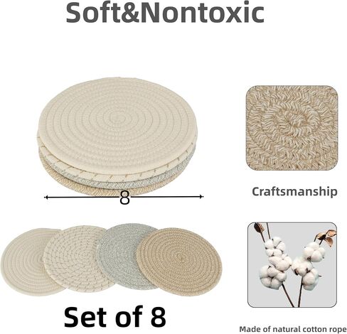 مجموعة Trivets حاملات الأواني مجموعة الوقايات لأسطح العمل والحصائر الساخنة وسادات ساخنة مقاس 8 بوصات من القطن للمطبخ مثالية للأطباق الساخنة والأواني والمقالي وأباريق الشاي والأطباق والأطباق 5 قطع ريفية in Saudi Arabia