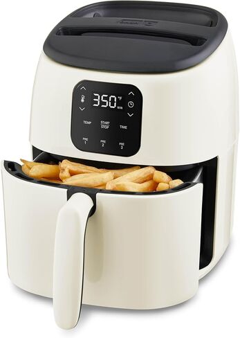 DASH Tasti-Crisp™ Ceramic Air Fryer Oven, 2.6 Qt., Cream – Compact Air Fryer for Healthier Food in Minutes, Ceramic Nonstick Surface, Ideal for Small Spaces - Auto Shut Off, Digital, 1000-Watt in Saudi Arabia