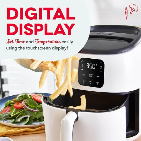 DASH Tasti-Crisp™ Ceramic Air Fryer Oven, 2.6 Qt., Cream – Compact Air Fryer for Healthier Food in Minutes, Ceramic Nonstick Surface, Ideal for Small Spaces - Auto Shut Off, Digital, 1000-Watt in Saudi Arabia