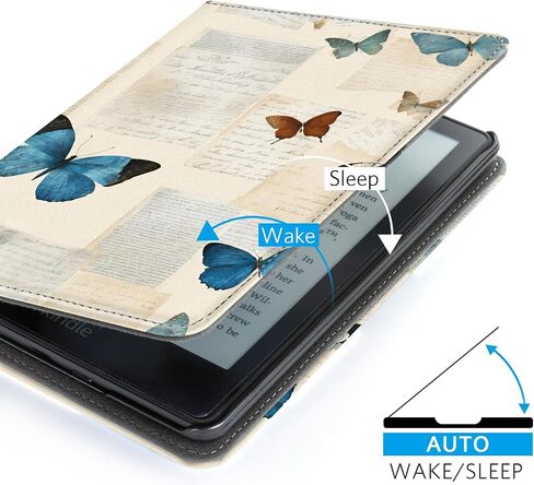 حافظة CoBak مع حامل لجهاز Kindle Paperwhite - غطاء متين من جلد البولي يوريثان مع خاصية التنبيه التلقائي للنوم، وفتحة للبطاقة، وميزة حزام اليد - يناسب جهاز Kindle Paperwhite من الجيل الحادي عشر مقاس 6.8 بوصات إصدار التوقيع 2021 in Saudi Arabia