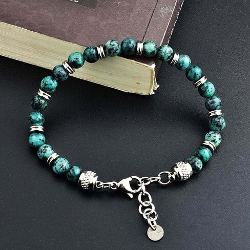 VN Jewelr Womens Mens Handmade Real Gemstone Bracelet Adjusable | Tiger's Eye, Afican Pine, Black Onyx Gemstone Beaded Bracelet for Men Women (Tiger's Eye) in Saudi Arabia