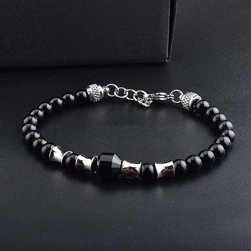 VN Jewelr Womens Mens Handmade Real Gemstone Bracelet Adjusable | Tiger's Eye, Afican Pine, Black Onyx Gemstone Beaded Bracelet for Men Women (Tiger's Eye) in Saudi Arabia