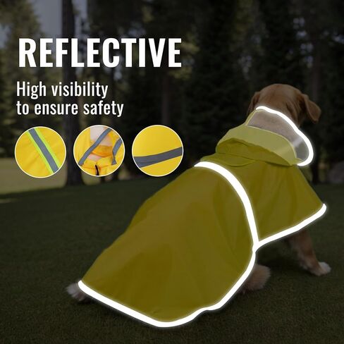 Dog Raincoat - Adjustable Waterproof Dog Rain Jacket with Clear Hooded - Lightweight Reflective Rain Jacket Poncho Hoodies for Large Medium Small Dogs Puppies (Green, Large) in Saudi Arabia