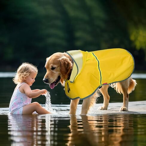 Dog Raincoat - Adjustable Waterproof Dog Rain Jacket with Clear Hooded - Lightweight Reflective Rain Jacket Poncho Hoodies for Large Medium Small Dogs Puppies (Green, Large) in Saudi Arabia