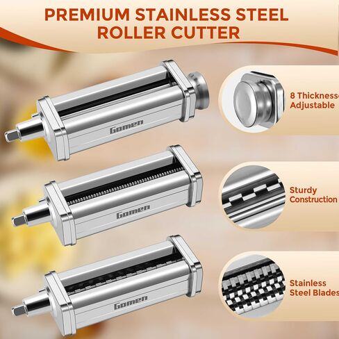 3Pcs Pasta Attachment for KitchenAid Stand Mixer, Stainless Pasta Maker Set | Pasta Roller, Spaghetti Cutter and Fettuccine Cutter Pasta Maker Attachment Kit Fits all KitchenAid Mixer, Easy to Clean in Saudi Arabia