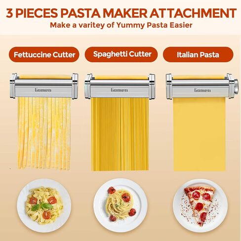 3Pcs Pasta Attachment for KitchenAid Stand Mixer, Stainless Pasta Maker Set | Pasta Roller, Spaghetti Cutter and Fettuccine Cutter Pasta Maker Attachment Kit Fits all KitchenAid Mixer, Easy to Clean in Saudi Arabia