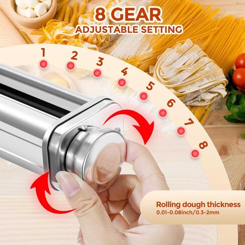 3Pcs Pasta Attachment for KitchenAid Stand Mixer, Stainless Pasta Maker Set | Pasta Roller, Spaghetti Cutter and Fettuccine Cutter Pasta Maker Attachment Kit Fits all KitchenAid Mixer, Easy to Clean in Saudi Arabia