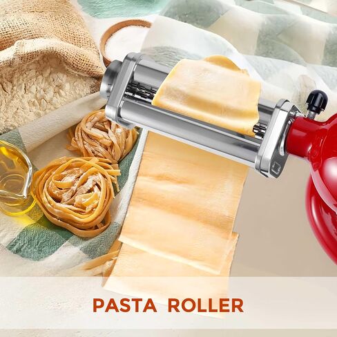 3Pcs Pasta Attachment for KitchenAid Stand Mixer, Stainless Pasta Maker Set | Pasta Roller, Spaghetti Cutter and Fettuccine Cutter Pasta Maker Attachment Kit Fits all KitchenAid Mixer, Easy to Clean in Saudi Arabia