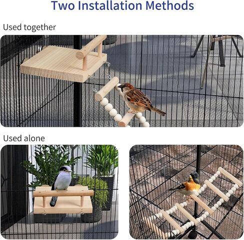 Bird Perches Cage Toys Parrot Wooden Platform Play Gyms Exercise Stands with Acrylic Wood Swing Ferris Wheel Chewing for Animals Green Cheeks, Baby Lovebird, Chinchilla, Hamster Budgie in Saudi Arabia