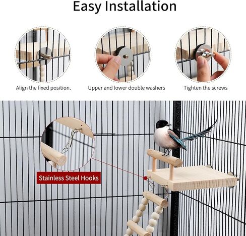Bird Perches Cage Toys Parrot Wooden Platform Play Gyms Exercise Stands with Acrylic Wood Swing Ferris Wheel Chewing for Animals Green Cheeks, Baby Lovebird, Chinchilla, Hamster Budgie in Saudi Arabia