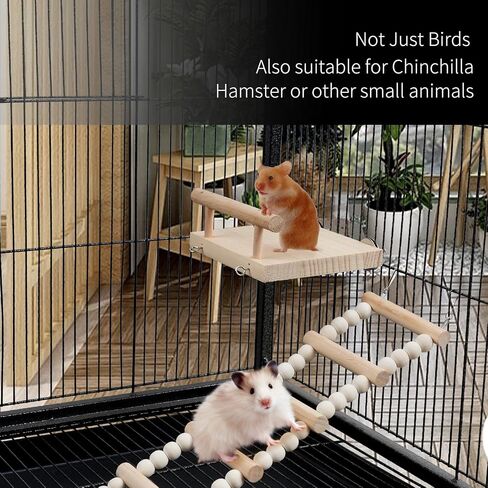 Bird Perches Cage Toys Parrot Wooden Platform Play Gyms Exercise Stands with Acrylic Wood Swing Ferris Wheel Chewing for Animals Green Cheeks, Baby Lovebird, Chinchilla, Hamster Budgie in Saudi Arabia