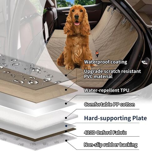 PureFit Dog Car Seat Cover with Hard Bottom for Back Seat, Waterproof Dog Car Hammock, Heavy Duty Pet Backseat Covers Scratch Proof Nonslip Seat Protector for Cars, Trucks and SUVs, Black, 53x48 in in Saudi Arabia