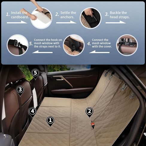 PureFit Dog Car Seat Cover with Hard Bottom for Back Seat, Waterproof Dog Car Hammock, Heavy Duty Pet Backseat Covers Scratch Proof Nonslip Seat Protector for Cars, Trucks and SUVs, Black, 53x48 in in Saudi Arabia