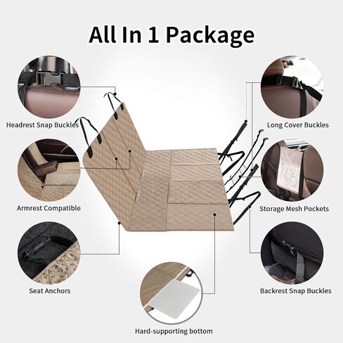 PureFit Dog Car Seat Cover with Hard Bottom for Back Seat, Waterproof Dog Car Hammock, Heavy Duty Pet Backseat Covers Scratch Proof Nonslip Seat Protector for Cars, Trucks and SUVs, Black, 53x48 in in Saudi Arabia