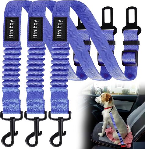 Thickened Dog Seat Belt for Car, 3 Pack Set Retractable Dog Car Leash Adjustable Dog Seat Belt for Vehicle Nylon Pet Safety Seat Belts Heavy Duty & Elastic,Seat Belt for Large Dogs in Car, Black in Saudi Arabia