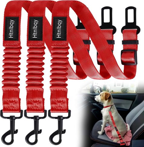 Thickened Dog Seat Belt for Car, 3 Pack Set Retractable Dog Car Leash Adjustable Dog Seat Belt for Vehicle Nylon Pet Safety Seat Belts Heavy Duty & Elastic,Seat Belt for Large Dogs in Car, Black in Saudi Arabia