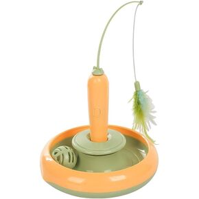 Automatic cat Teaser Stick, Interactive Cat Toy for Indoor Cats,3 in 1 Smart cat Toys, Spinning Feather & Rolling Ball Cat Toy Track, Cat Feather Toy,Stimulate Instinct of Hunting,Weight Control