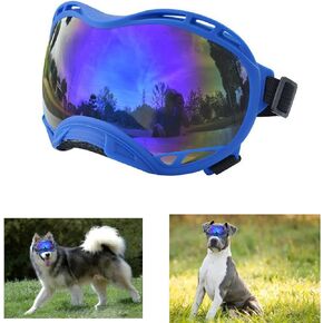 Soft Dog Goggles Large Breed Anti-UV Dog Sunglasses,Large Dog Sunglasses for Medium-Large Dogs Dustproof Windproof Snowproof Sking Dog Eye Protection (Green Frame &Clear Lens/Large)