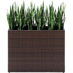 LEWIS&WAYNE Tall Planters for Outdoor Plants Handmade Wicker Large Rectangular Block Planter Box with Removable Liners Modern Planter for Indoor Outdoor Patio Deck - Brown