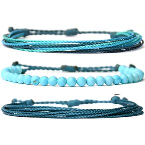 Mezcla Vida 3 Pcs Handmade Adjustable String Bracelets for Women，With Natural Stone Beaded Bracelet，Beach Gemstone Jewelry Gift Mother Wife (Peacock Jasper, /) in Kuwait