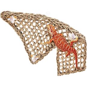 Bearded Dragon Hammock Lounger, Perfect for Reptile Tanks and Pet Lizards, Seagrass Fiber & 5 Suction Cups Included