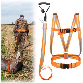 Deer Drag Strap and Dual Harness with Reflective Strips Heavy Duty Deer Dragging Rope Hunting for Hunters