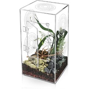 Jumping Spider Enclosure - 11.7x6x6 Inch Large Acrylic Terrarium Tarantula Enclosure - Reptile Enclosure Tank with Front Opening Door - Jumping Spider Habitat Enclosure Accessories
