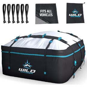 Car Rooftop Cargo Carrier Bag XXL: 6 Suitcase Universal Car Top Carrier Without Roof Rack - Car Topper Luggage Carrier Waterproof - Car Roof Bag - Luggage Rack SUV -6 Hooks,Mat,Storage Roof Cargo Bag