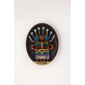 "Handcrafted Ayahuma Mini Mask Magnet – Inti Raymi Festival Edition with Sky and Water Themes"