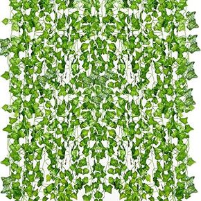 YAHUAA 12 Pack 86 Feet Fake Ivy Leaves Fake Vines Artificial Ivy Garland Greenery Hanging Plants Vines for Bedroom Decor Aesthetic, Party Wedding Wall