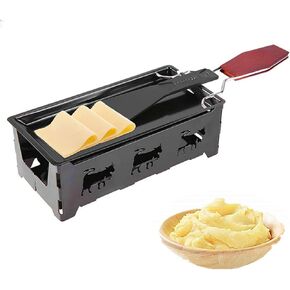 Mini Raclette Set,Portable Foldable Non Stick Rotaster Baking Tray Stove Set,Suitable for Cheese, Meat, Fish, and Vegetables(not included candles)