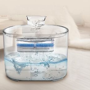 Cat Water Fountain - Auto Pet Water Fountain Visible Water Level Dog Water Dispenser Super Silent Cat Drinking Fountain -Suitable for Multiple Pets(with Adapter)