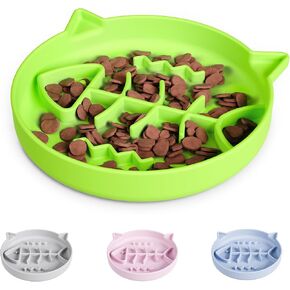 Silicone Cat Slow Feeder,Slow Feeder Cat Bowl Wet Food with Suction Cups，Puzzle Feeder Cat,Cat Interactive Toys,Effectively Reduce Overeating in Kitty (Gray, 1 Cup)