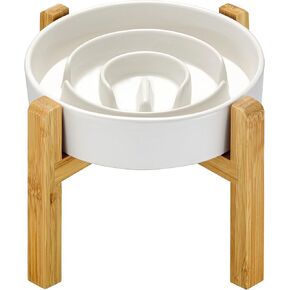 Ceramic Slow Feeder Dog Bowls, 2.0 Cups Slow Feeder for Medium Dogs, Puzzle Maze Bowl to Slow Down Eating, 30oz, 8in, White in Kuwait