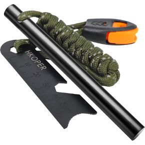 Fire Starter Ferro Rod, 4 Inch Flint and Steel Survival Kit, Flint Fire Starter for Camping and Hiking, 6-in-1 Emergency Survival Fire Steel, Magnesium Fire Starter | Hkoper