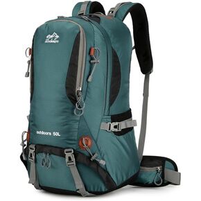 50L Hiking Backpack, Internal Frame Backpacks,Waterproof Camping Essentials Bag with Rain Cover (green)