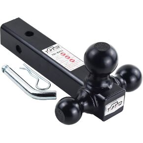 TOPTOW 64173HP Trailer Hitch Tri Ball Mount with 5/8 inch Hitch Pin, Chrome Balls, Fits for 2 inch Hitch Receivers, Hollow Shank…